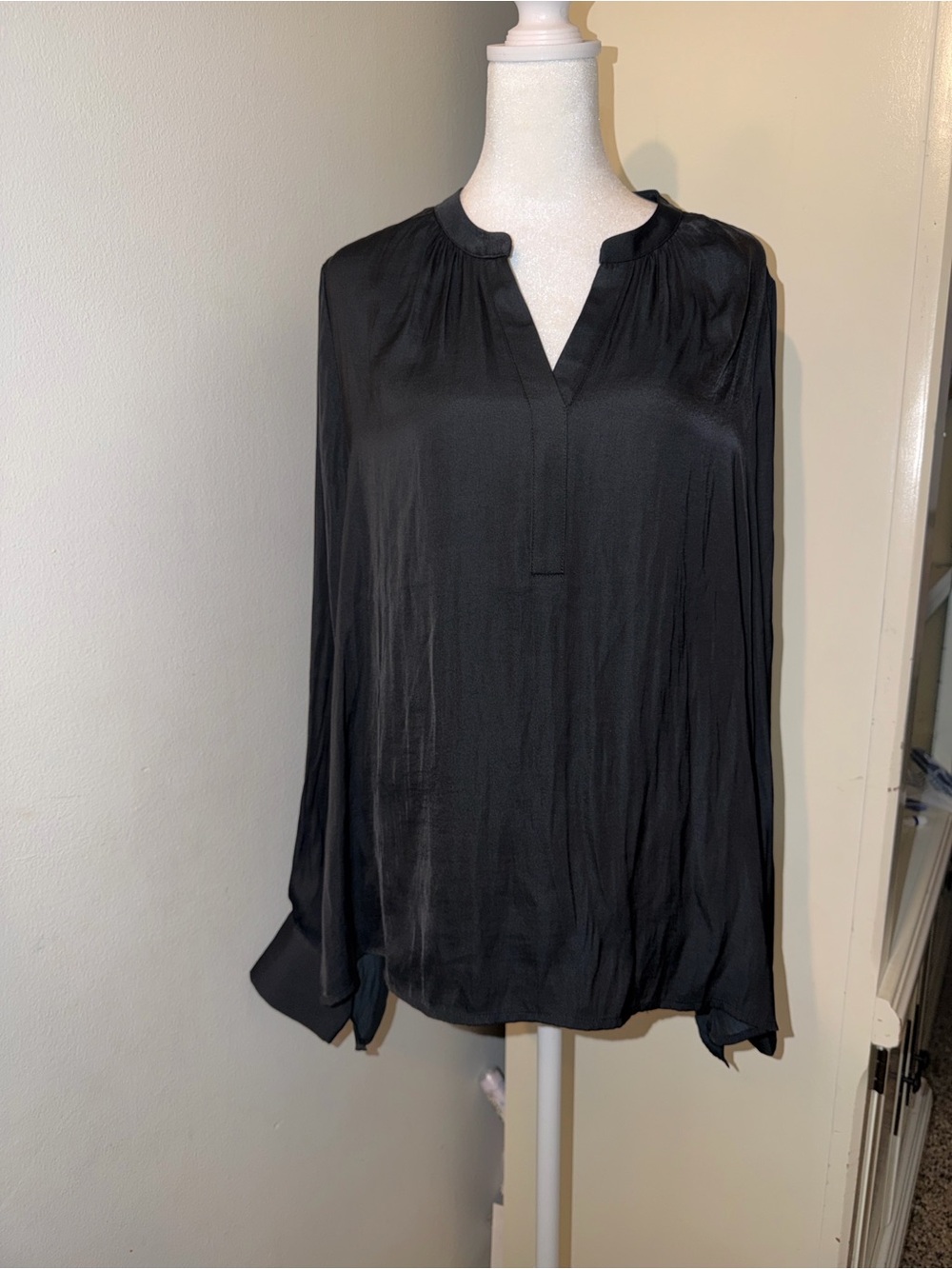 NYDJ Black Split-Neck Long-Sleeve